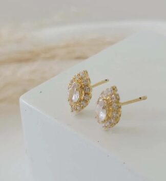 Brinco Pequeno Cravejado de Micro Zircônia Banhado em Ouro 18k