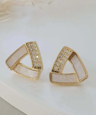 Brinco Triângulo Marmorizado no Banho de Ouro 18k