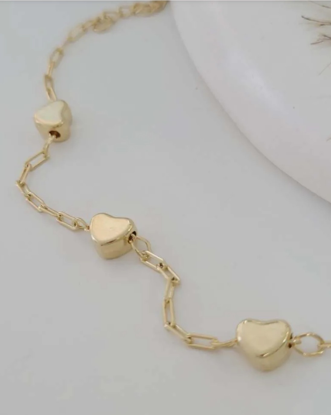 Pulseira de Corrente com Coração Gordinho Banhado em Ouro 18k