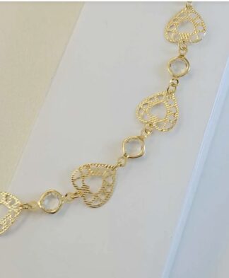 Pulseira de Coração Trabalhados e Vazados Banhado em Ouro 18k
