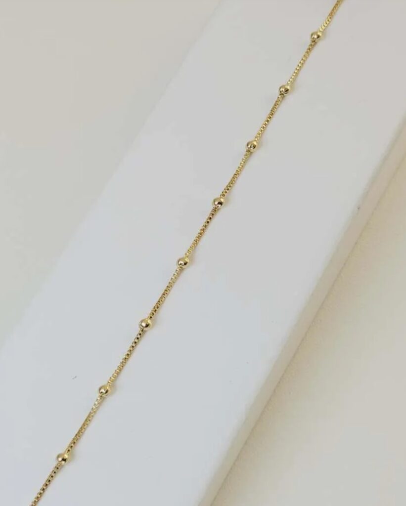Pulseira de Veneziana com Bolinhas Banhado em Ouro 18k