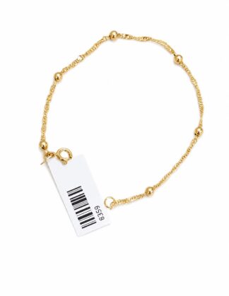 Pulseira Elo Singapura com Esferas Lisas Banho de Ouro 18k