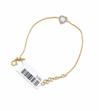 Pulseira Veneziana com Coração de Cristal Banhada Ouro 18k