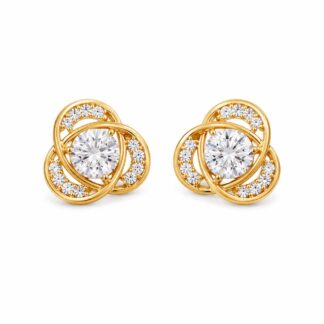 Brinco Nó do Amor Cravejado com Solitário Central Banhado a Ouro 18k