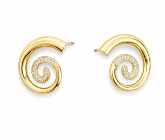 Brinco Orgânico Spiral Gold com Microzircônias.