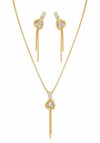 Conjunto Coração Shine com Franjas Venezianas – Banho a Ouro 18k
